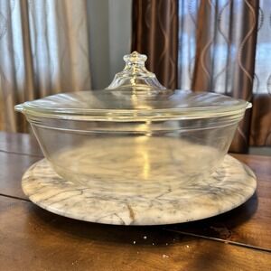 VTG 1960s 60s Pyrex 026 10" Casserole 026 Dish Lid Clear Glass Serving Bowl